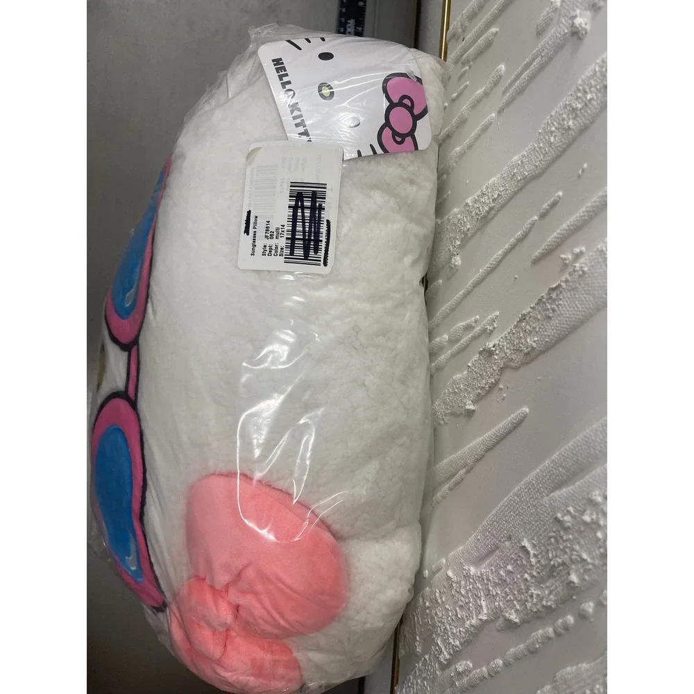 Sanrio Hello Kitty Sherpa Heart Sunglasses Plush Pillow White Pink NEW